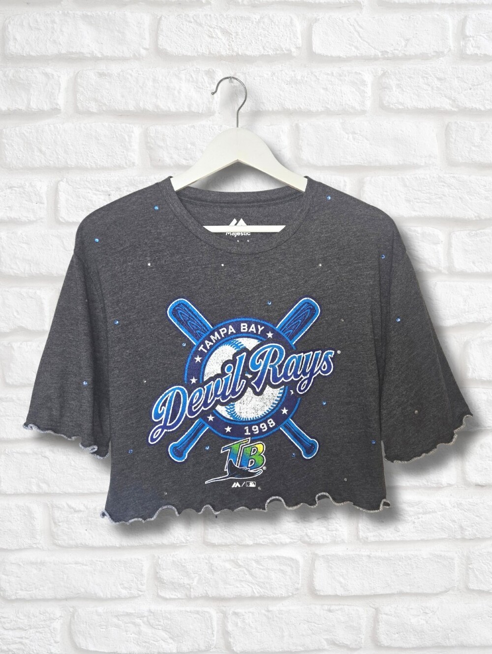 Tampa Bay Rays Ruffle Crop Top w/Rhinestones